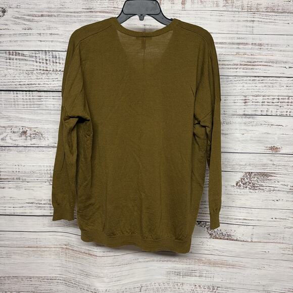 Eileen Fisher 100% Merino Wool Olive Green Lightweight Tunic Sweater Small - Picture 4 of 4